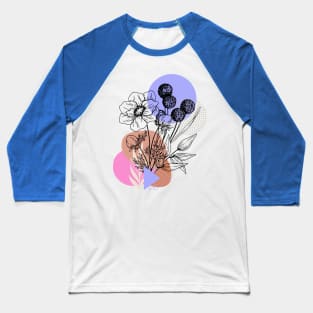 Flower Illustration Baseball T-Shirt